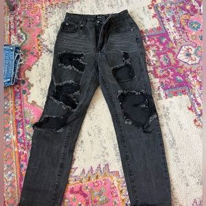Nasty gal black distressed jeans